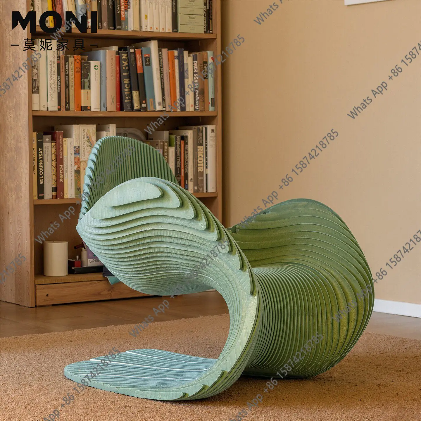 

Designer medieval art special-shaped solid wood sliced single sofa leisure chair model room chair