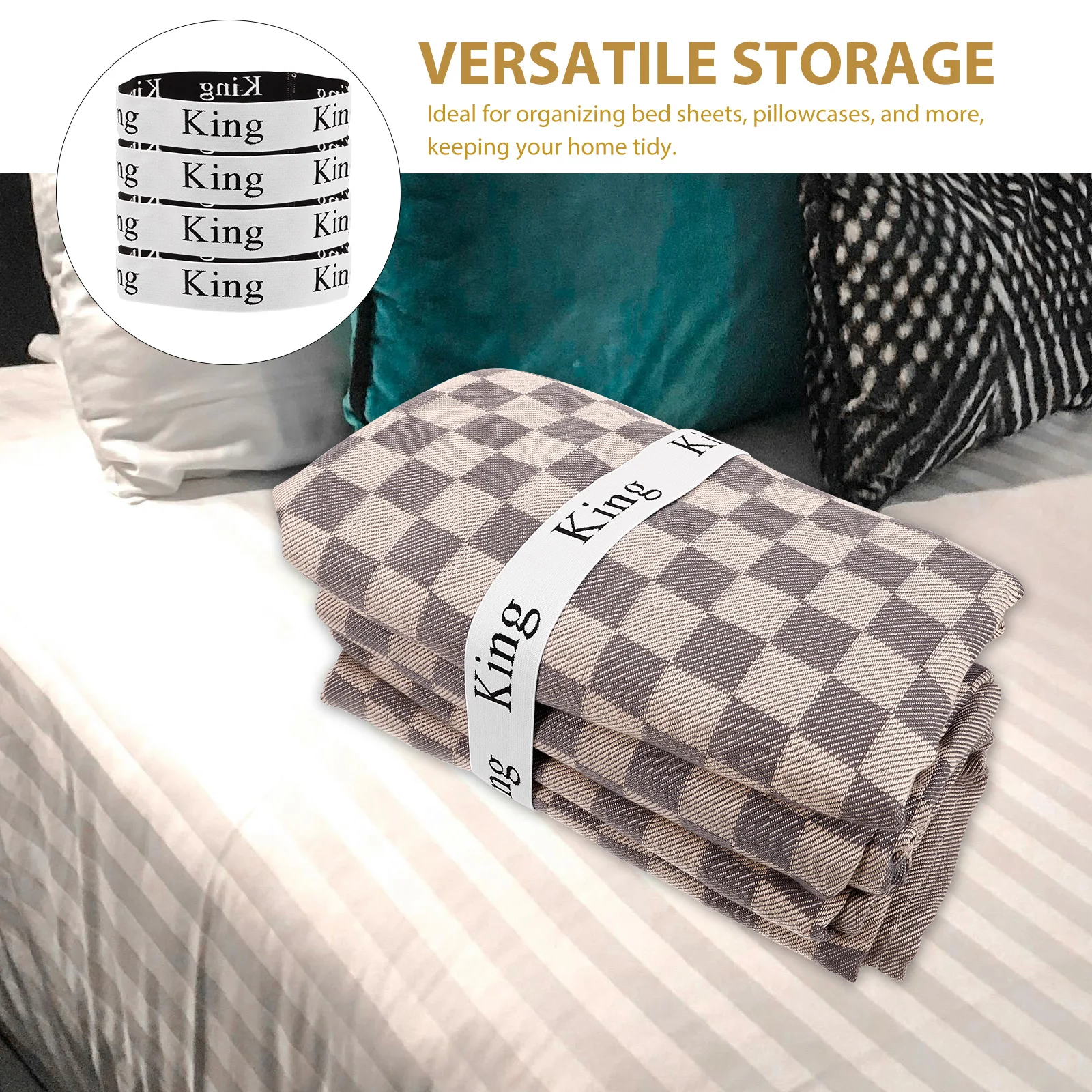 

4 Pcs Bed Sheet Storage Belt Bedding Label Bands Bedsheet Organizer Elastic Quilt