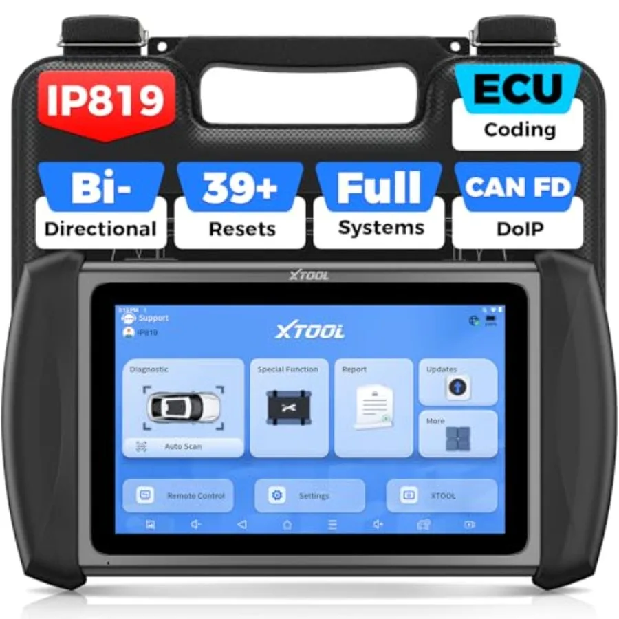 IP819 V2.0 أداة مسح ثنائية الاتجاه 2025 الماسح الضوئي التشخيصي obd2 المحدث مع وظيفة الاختبار النشط PMI 39 + إعادة تعيين ECU الترميز FC