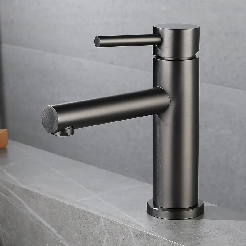 MTTUZK Nordic Simple Gun Grey Basin Faucet Hot And Cold Mixer Taps Single Handle Single Hole Stainless Steel Lead Free Faucet