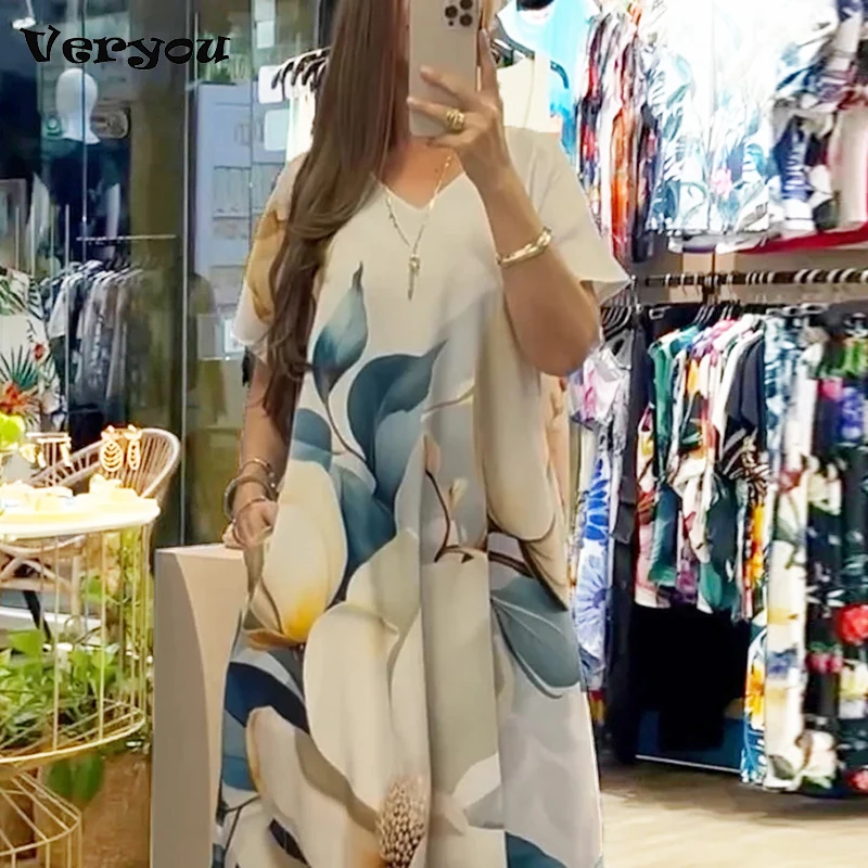 

Летнее длинное платье женское с v-образным вырезом и цветочным принтом макси платье больших размеров женское пляжное праздничное платье в стиле бохо вечерние женские платья 2025