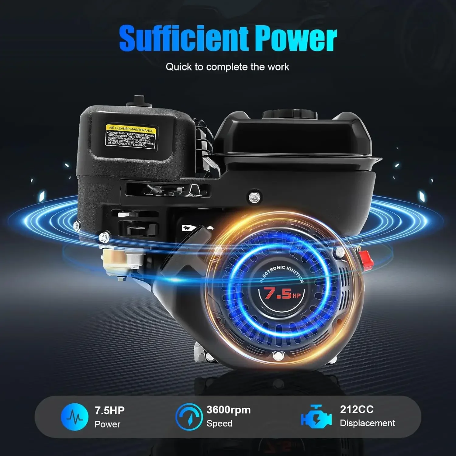 

Бензиновый двигатель 212CC, 4-тактный стоячий двигатель мощностью 7,5 л.с., одноцилиндровый, 3600 об/мин, воздушное охлаждение, возврат для промышленного/карты