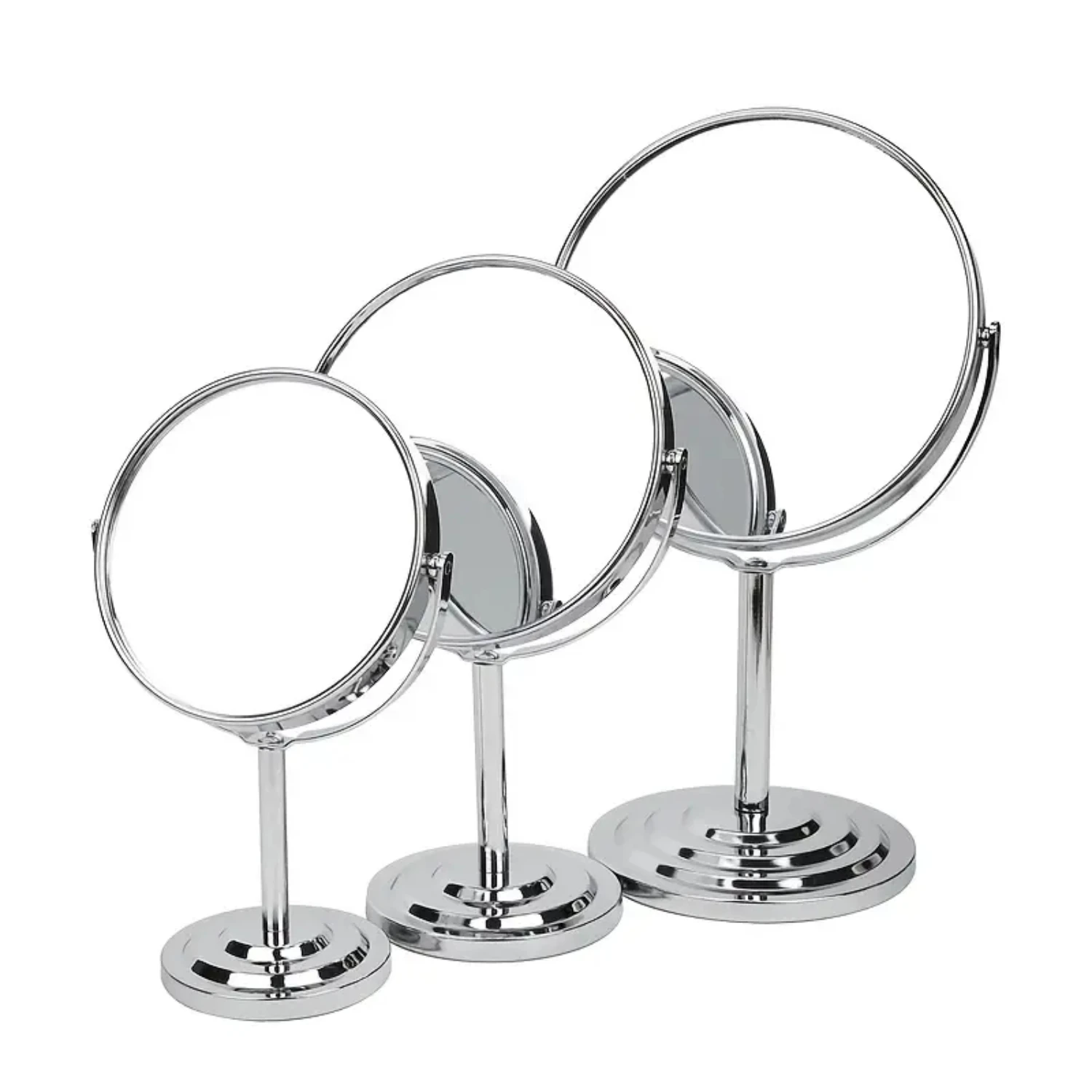 Amplification Mirror Stainless Steel Double Sided Rotary Desktop Makeup Mirrors Dual-Sided Cosmetics Mirrors