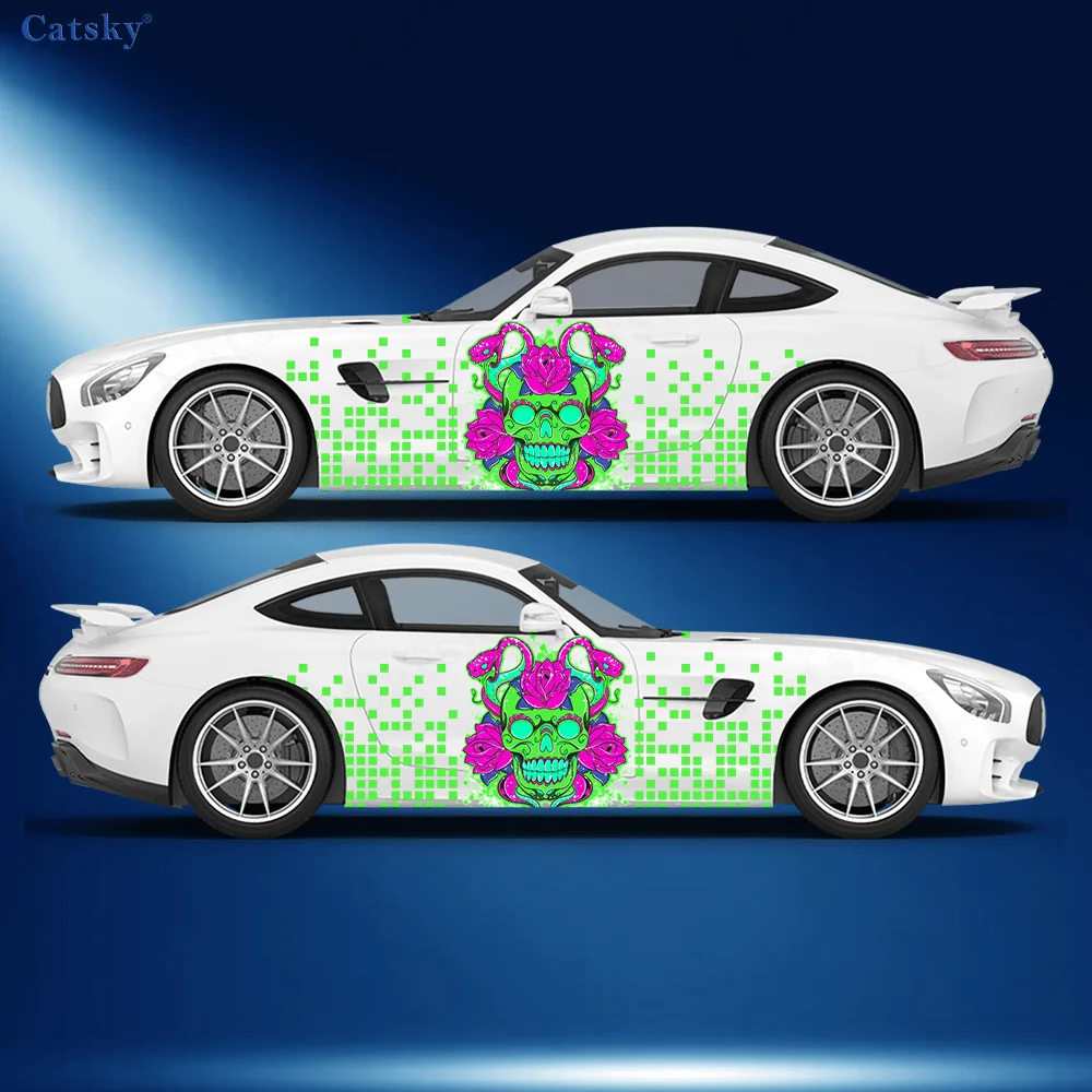 

Красочная маска змеиного черепа, автомобильные виниловые наклейки, самоклеящаяся наклейка из ПВХ, подходит для грузовиков, внедорожников, декор, автоаксессуары, подарок