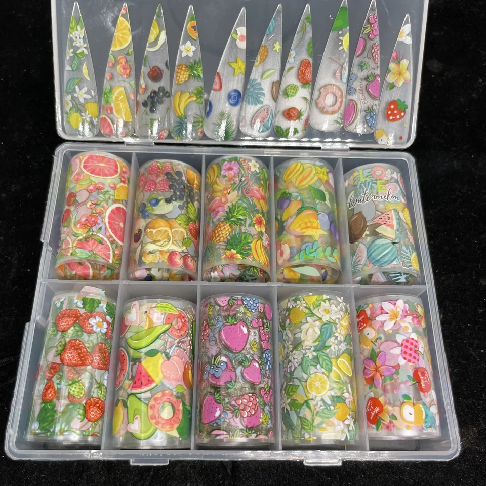 Nuevas Láminas de Flores para Uñas para Papel de Transferencia Pegatinas Florales Adhesivas Envolturas de Uñas de Frutas DIY Decoración de Mármol de Agua para Uñas 5