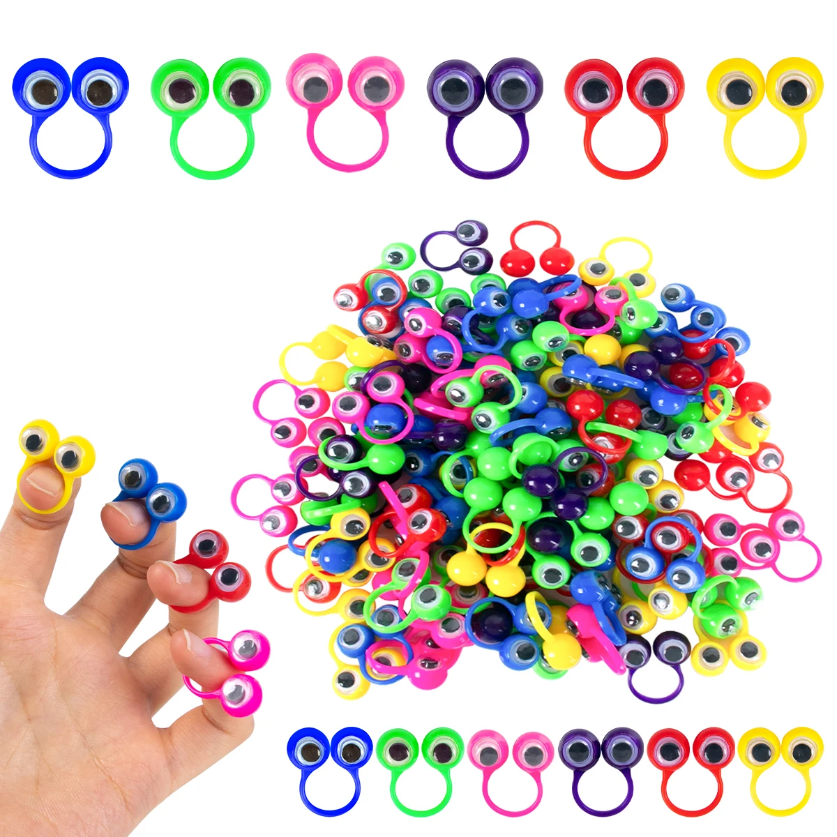 20pcs Random Cute Eyeball Rings Finger Puppet Eyeball Party Favor Toys for Kids Birthday Halloween Wedding Party Supplies