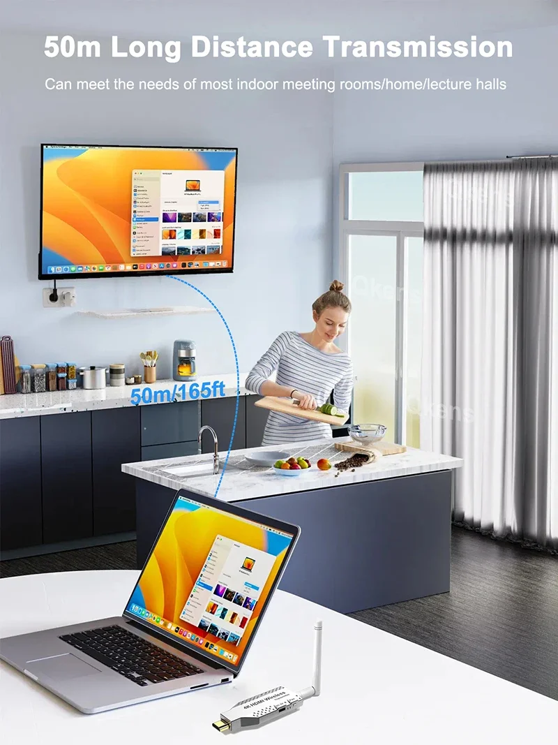 

4k беспроводной HDMI-адаптер для дисплея, аудио-видео передатчик и приемник, удлинитель 4k 30 Гц для портативного ПК, DVD-телевизора, монитора