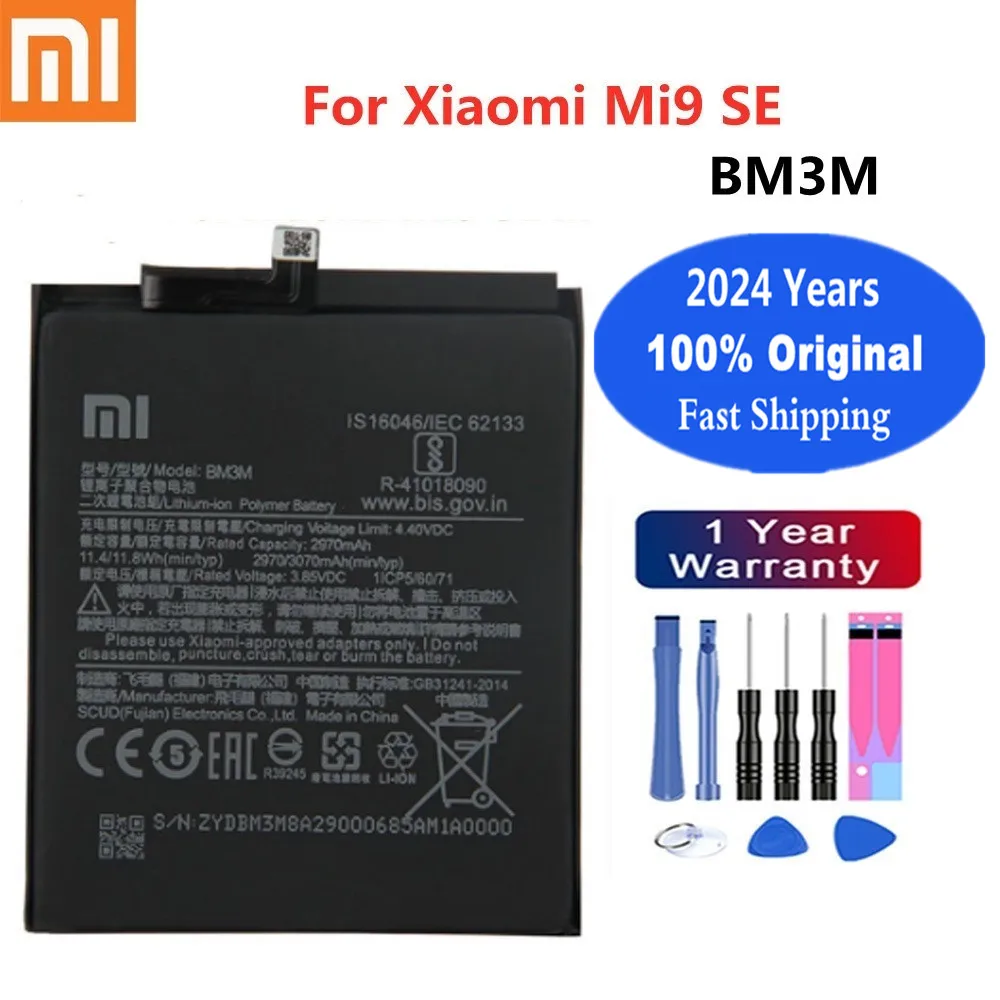 

2024 years xiao mi Original Battery BM3M For Xiaomi Mi 9 SE Mi9 SE 3070mAh Genuine Phone Battery In Stock Fast Shipping