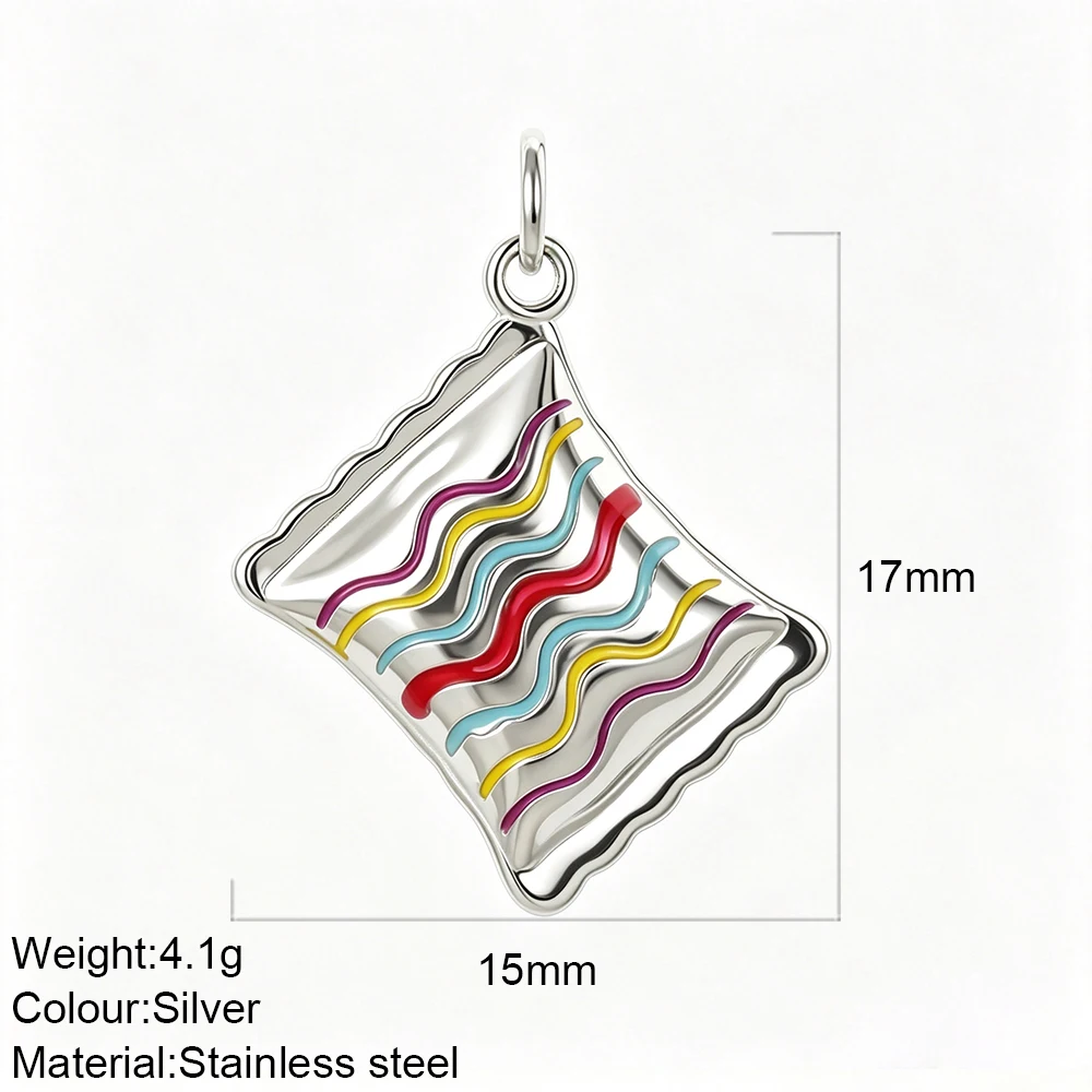 Plated Stainless Steel Enamel Food Charms Teapot Candy Cupcake Pill Pendant for DIY Bracelet Necklace Jewelry Making Supplies - view 5