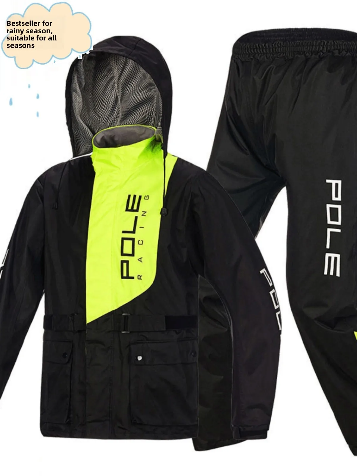 

Водонепроницаемый мотоциклетный дождевик POLE-RACING с раздельными брюками и чехлами для обуви, для мужчин и женщин, со светоотражающими элементами