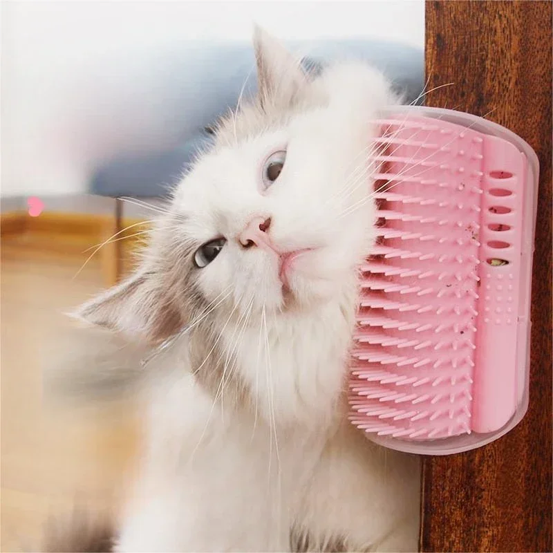 Escova de Canto para Gatos com Fixação na Parede, Ergonômica, para Massagem e Remoção de Pelos, Economia de Espaço, Brinquedo Arranhador para Gatos Filhotes, Fácil de Usar