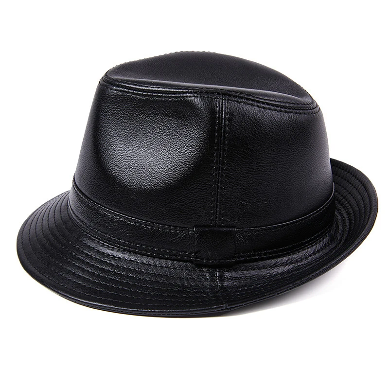 

Genuine Leather British Style Sun Hat - Unisex Vintage Peaked Cap Fashionable Versatile Outdoor Fedora for Men & Women