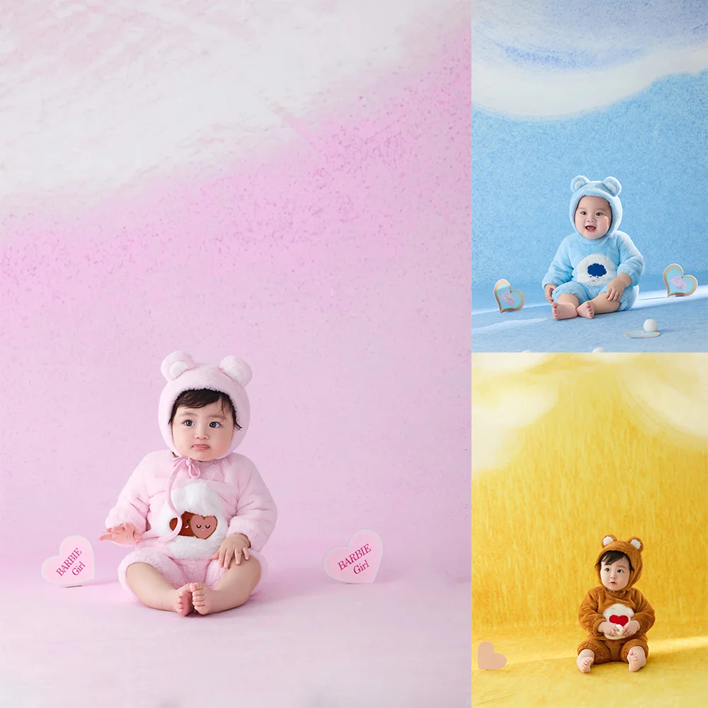 Infant Growth Keepsake Photography Clothes Cute Cartoon Fluffy Bear Baby Romper+bear Hat for Studio 100 Days Baby Photo Outfits