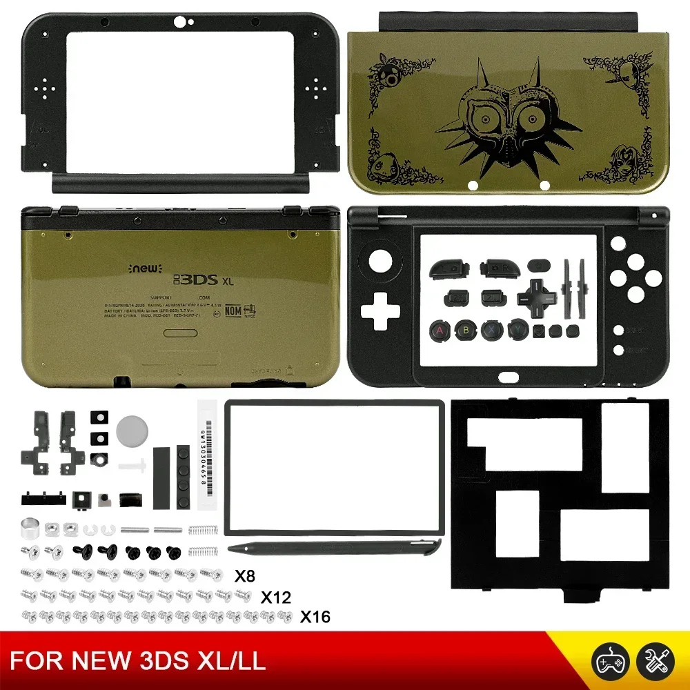استبدال الإسكان الكامل ل نينتندو جديد 3DS XL LL لعبة وحدة التحكم غطاء ل جديد 3DS XL LL الإسكان شل مجموعة كاملة الملحقات