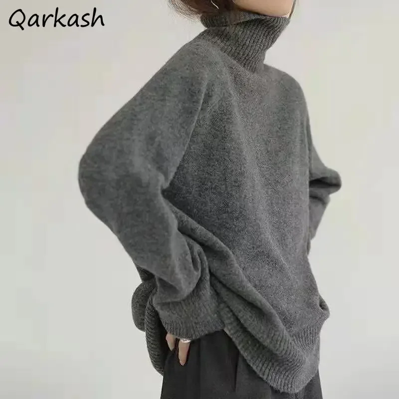 

Turtleneck Pullovers Women 7 Colors Autumn Cozy Inner All-match Knitted Streetwear Vintage Casual Sweater Lazy Ulzzang Fashion