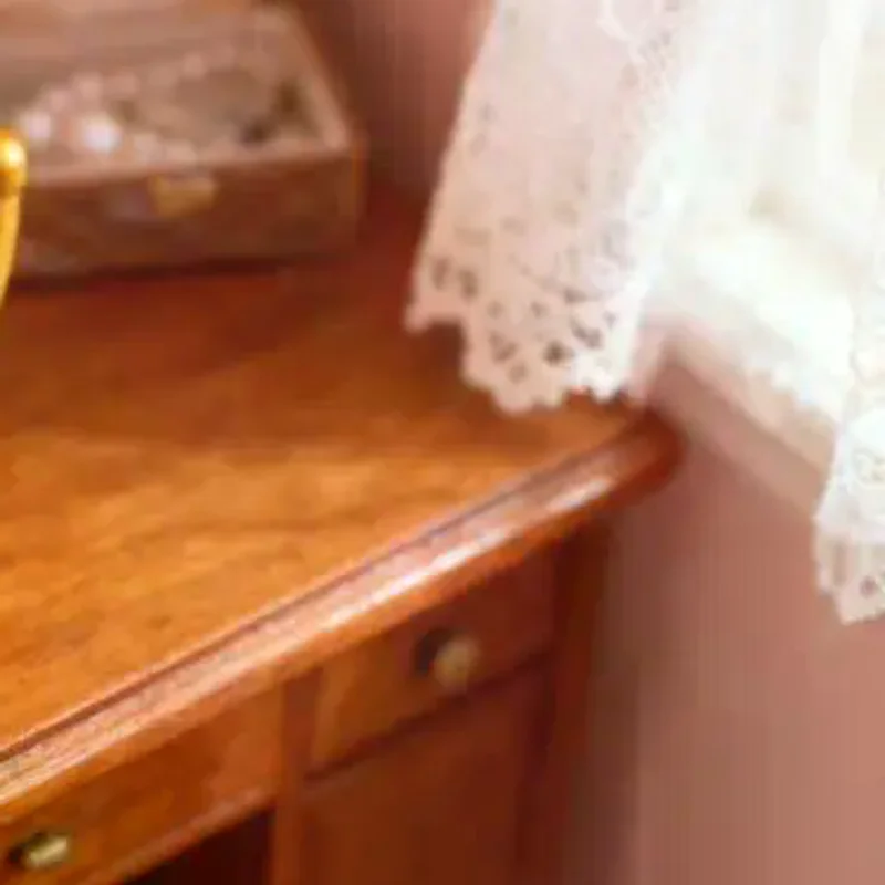 قطعة واحدة: نموذج مصغر لمرآة طاولة الزينة بتصميم عتيق، مقياس 1:12، زينة لبيت الدمى، أثاث حمام عتيق، إكسسوارات دمى