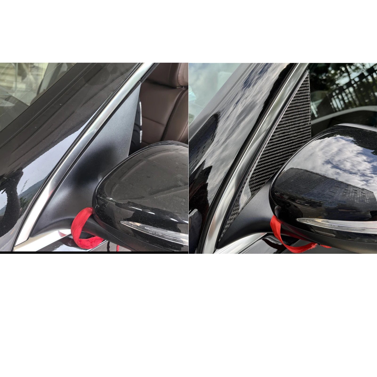 Autocollant de garniture de couverture de panneau de montant A extérieur automatique, fibre de carbone, accessoires de voiture, modification extérieure, Benz GLE W167, 2019-2024