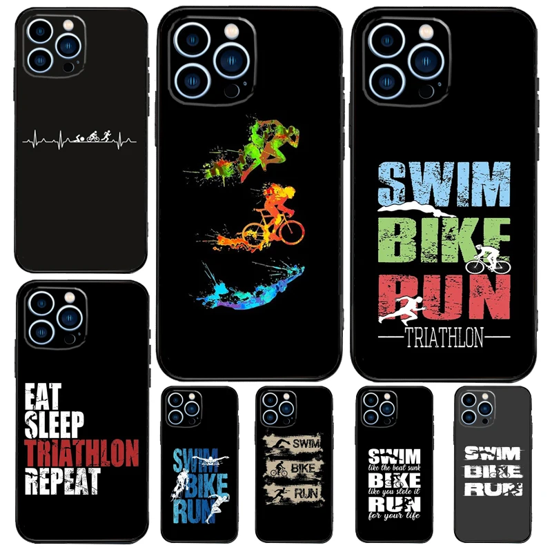 Triathlon Tri Life Swim Bike Run Case For iPhone 15 16 14 13 12 11 Pro Max Plus X XR XS 12 13 Mini Cover Accessories