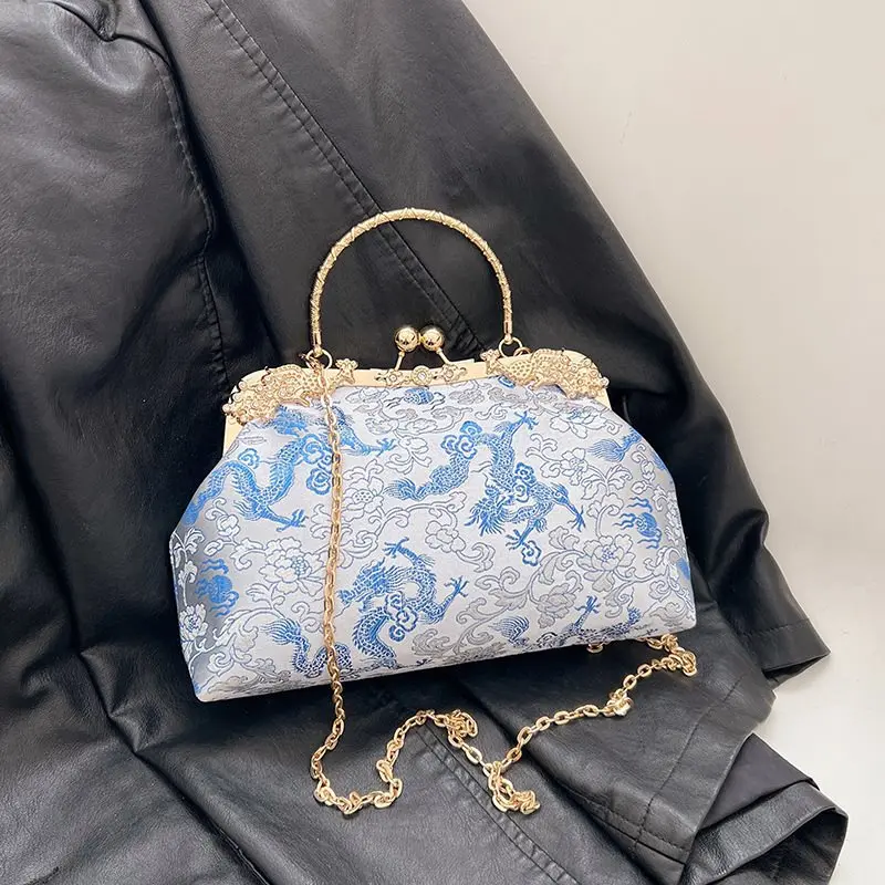 Chinese Style Dinner Bag Embroidered with Cheongsam Fashion Single Shoulder Diagonal Cross Hand-Held Women's Bag