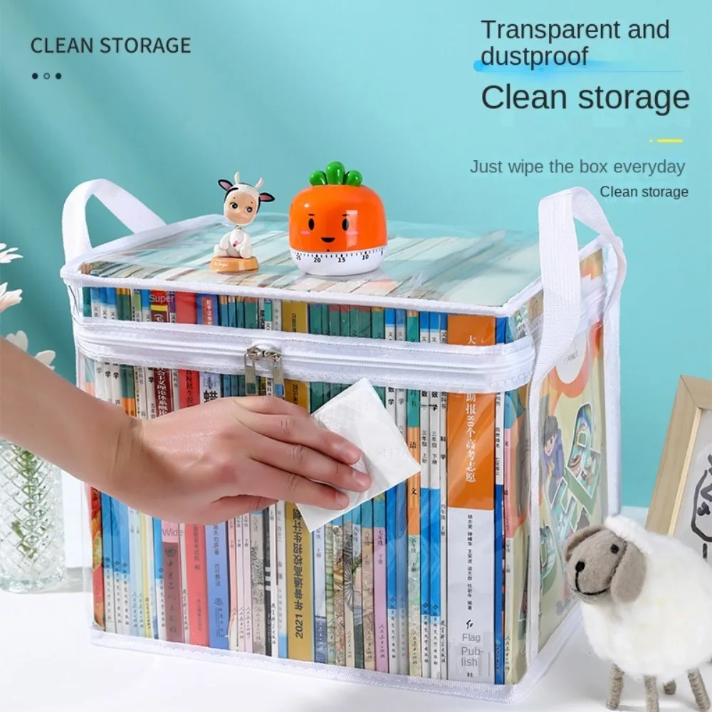 Foldable book box student dormitory classroom book organizer transparent waterproof household book organizing storage box