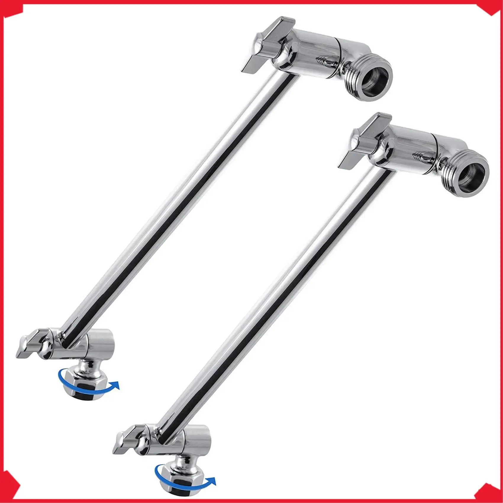 B17B 2X Adjustable Shower Arm Extension By, Brass Shower Head Extension Arm With High Polished Chrome Finish 11+ Inch