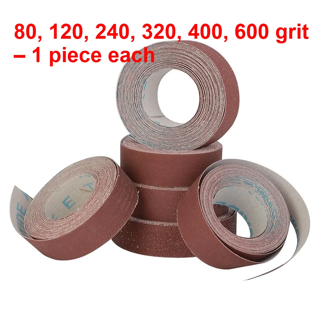 6 Rolls 1' X 2m/5m Emery Cloth, 80/120/240/320/400/600 Grits, Wet/Dry for Paint, Wood & Metal Sanding