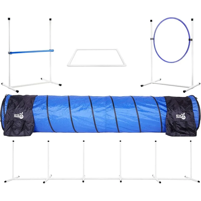 

Better Sporting Dogs Complete Starter Agility Set for Dogs 5 Piece Dog Agility Kit | Agility Jump Tire Jump Weave Poles