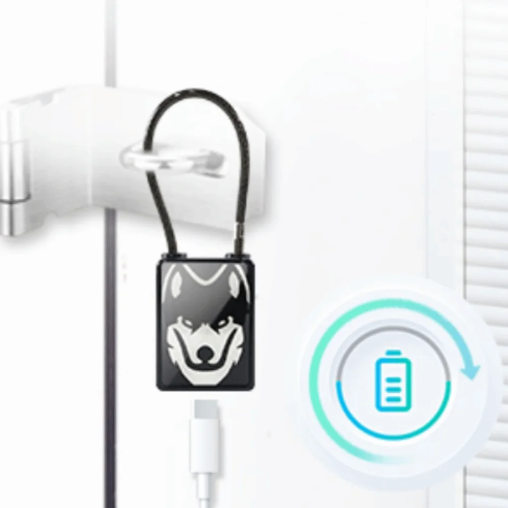 Waterproof Fingerprint Padlock Flexible Steel Rope Durable Design Keyless Cable Lock Anti-Theft Anti-Cut Smart Biometric Padlock