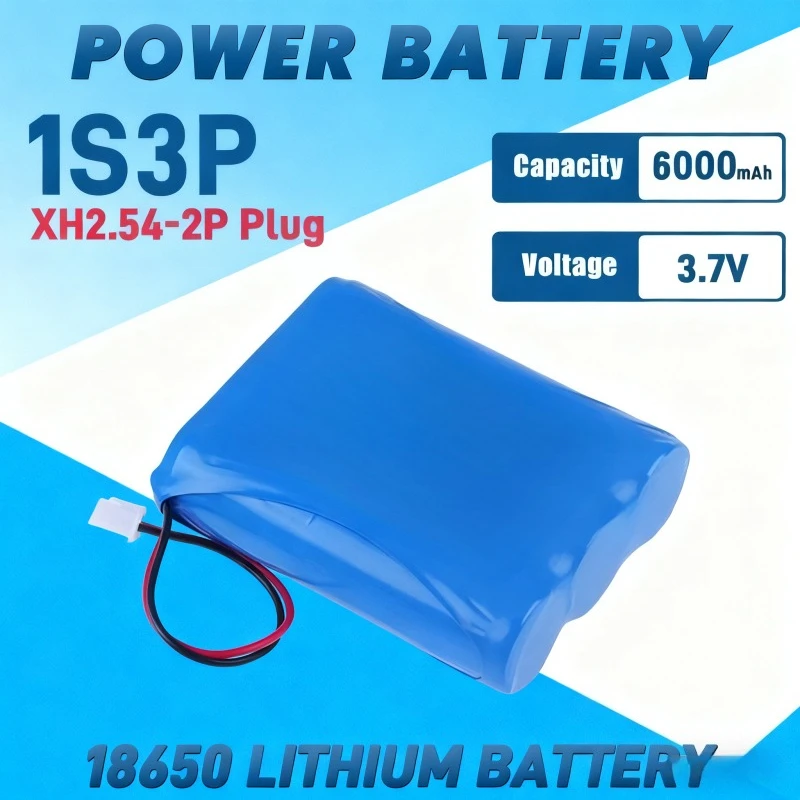 

1pcs-3pcs Long Lasting 6000mAh 1S3P18650 Battery 3.7V with XH2.54 Plug for Bluetooth Speaker Solar Light LED Headlamp Power Bank