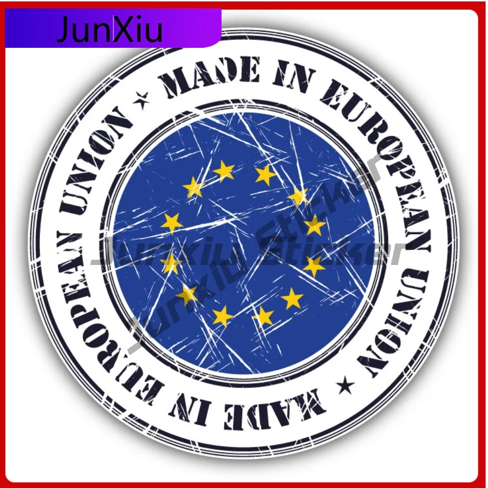 

Made In European Union Grunge Flag Stamp Car Decal Bumper Stickers Anime Style Window Use For Laptop S Auto Styling Accessory