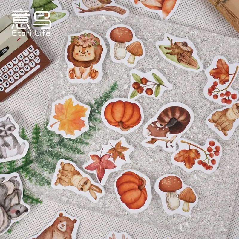 46 Pcs Autumn Forest Animals DIY Paper Stickers Decoration For Scrapbooking Journal Diary Handbook