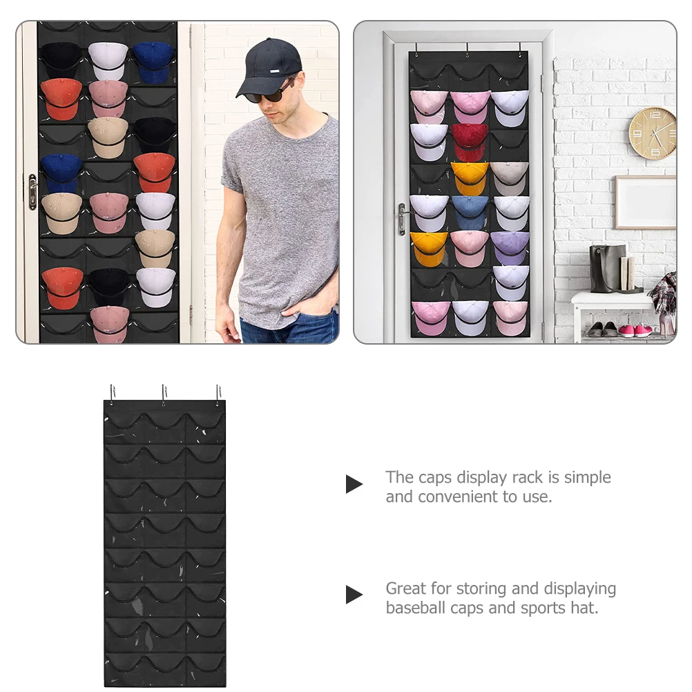 

24 Pockets Storage ganizer Black Non woven Hanging Bag Behind Door Display Shelf Cap Holder ganizer Hat Holder Rack