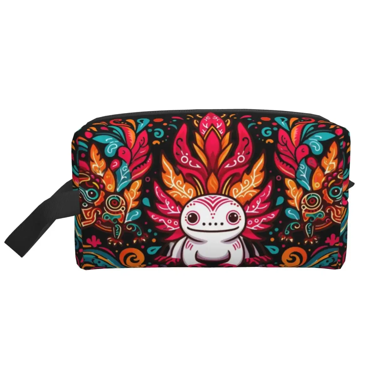 Custom Mexican Otomi Axolotl Pattern Travel Cosmetic Bag for Women Makeup Toiletry Organizer Lady Beauty Storage Dopp Kit