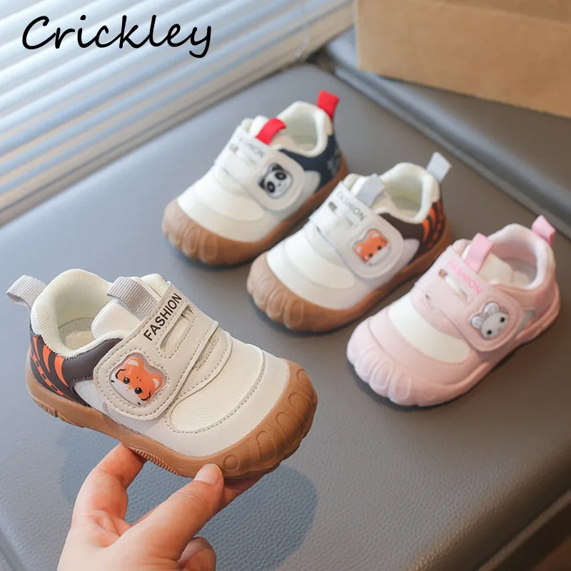 Cartoon Kids Casual Shoes Rabbit Panda Tiger PU Baby Boys Girls Sneakers Soft Hook Loop Toddler Children Sport Shoes