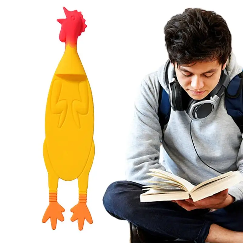 1 buah penanda buku ayam silikon kreatif lucu ayam berteriak halaman buku penanda halaman pembagi perlengkapan sekolah alat tulis kantor