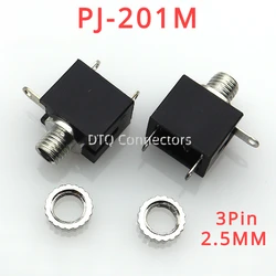 5/10 Uds. Conector de auriculares de 2,5 MM PJ-201M 3 pines DIP Mono canal Audio hembra conector de montaje en Panel PCB adaptador de auriculares PJ201M
