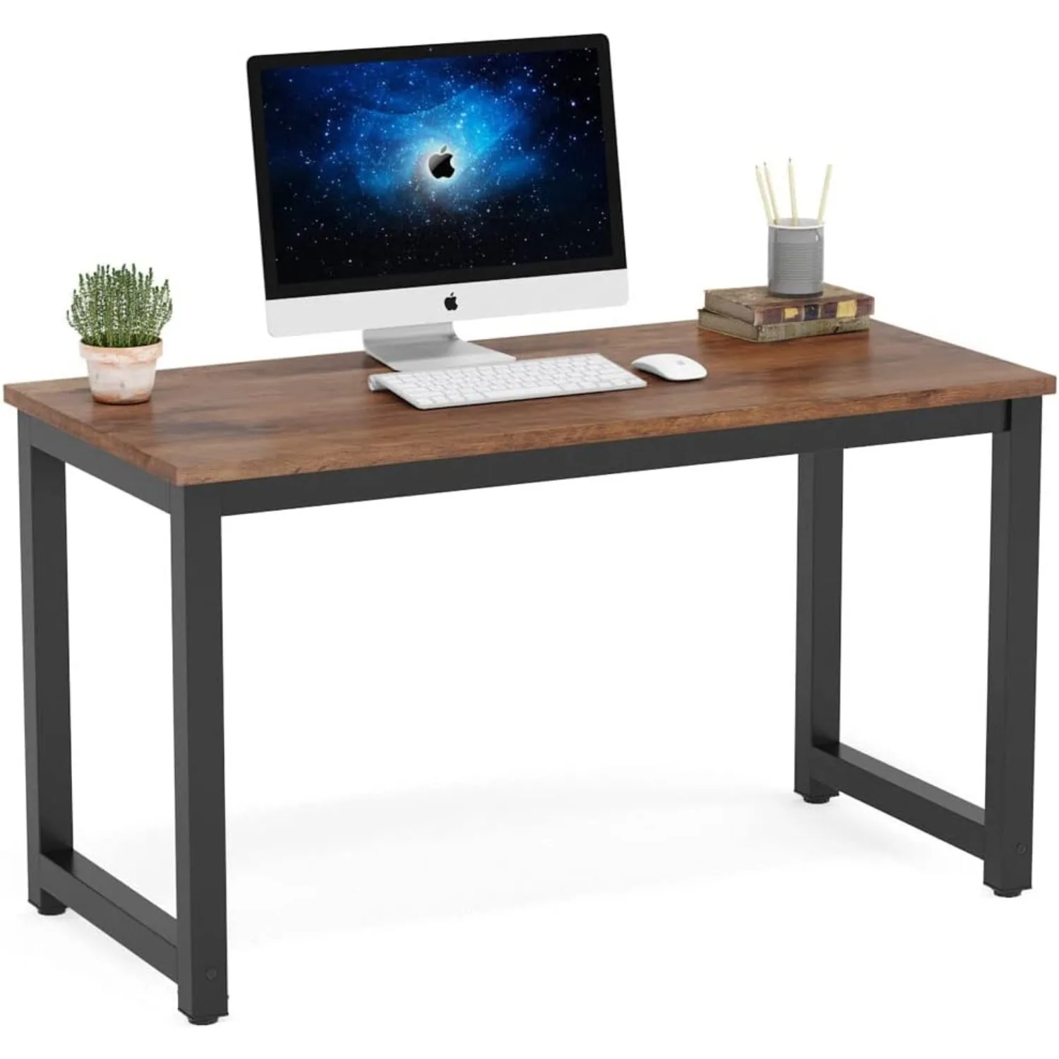 Modern Simple Computer Desk, 47 inch Vintage Office Desk Computer Table, Study Writing Study Desk Workstation for Home Office, Rustic Brown
