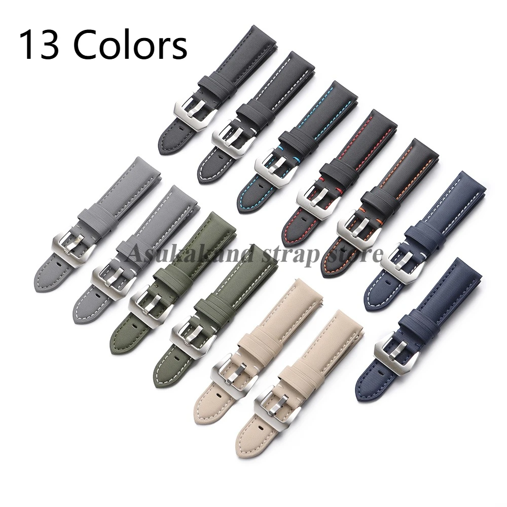 20mm 22mm 24mm 26mm Premium Sailcloth Canvas Watch Strap for Omega for Panerai for Blancpain Watch Band Nylon Leather Men Bands