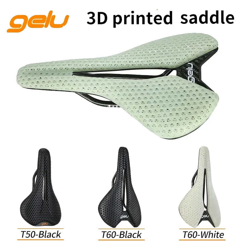 

GELU T50/T60 3D-Printed Carbon Fiber Bike Saddle - Ultra-Light 7x7 Hollow Design for MTB & Road Bikes Breathable Cycling Seat