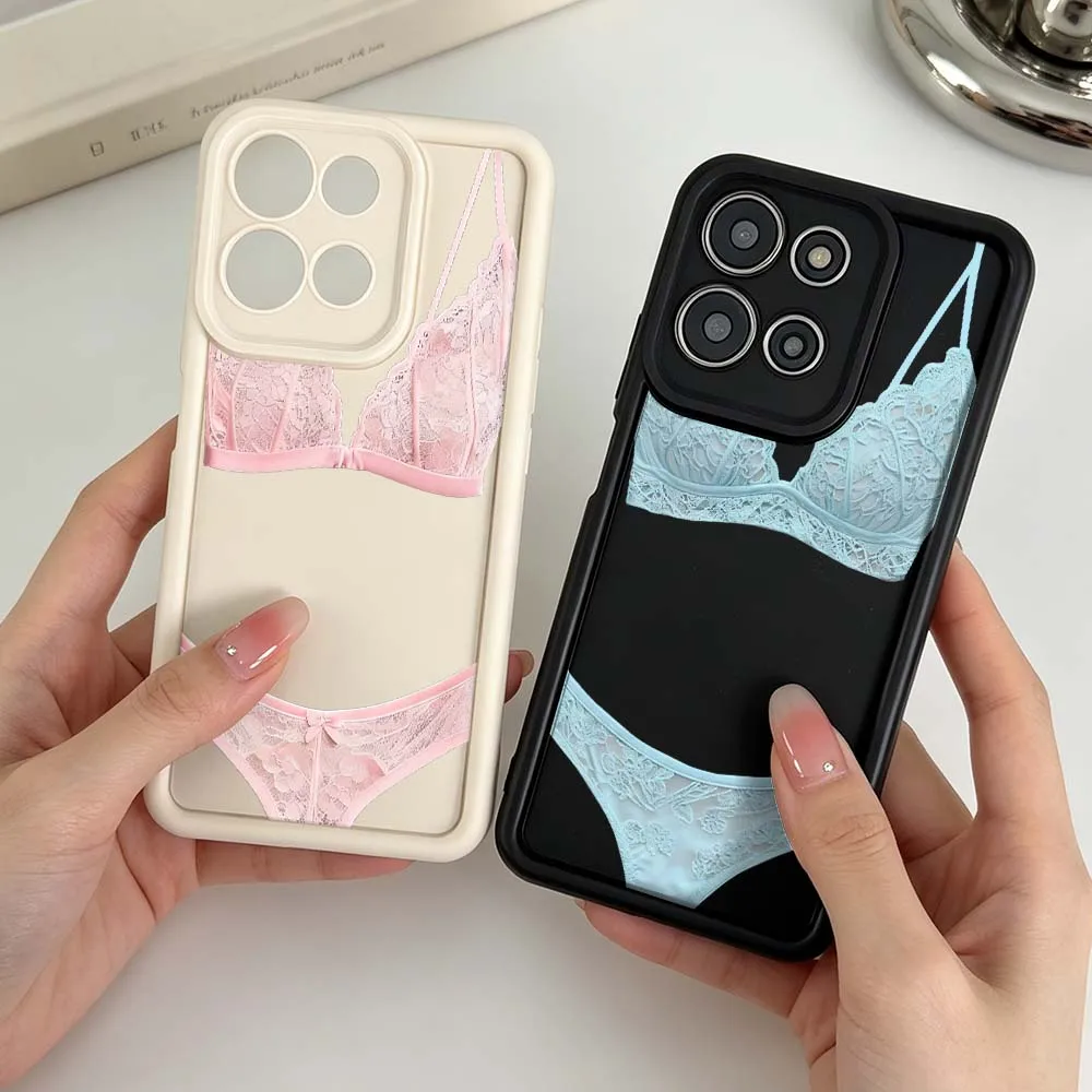 Luxury Lace Lingerie Phone Case For Motorola G06 G35 G53 G54 G57 G60 G75 G84 G86 G85 Edge 50 60 70 G Stylus Eye Ladder