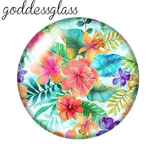 New Beauty Drawing Flowers Pattens 10pcs 12mm/18mm/20mm/25mm Round photo glass cabochon demo flat back Making findings