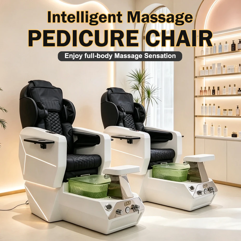 Beauty Nail Shop Pedicure Recliner Electric Reclining Design Fiberglass Basin Drain Pump Foot Massage Spa Chair