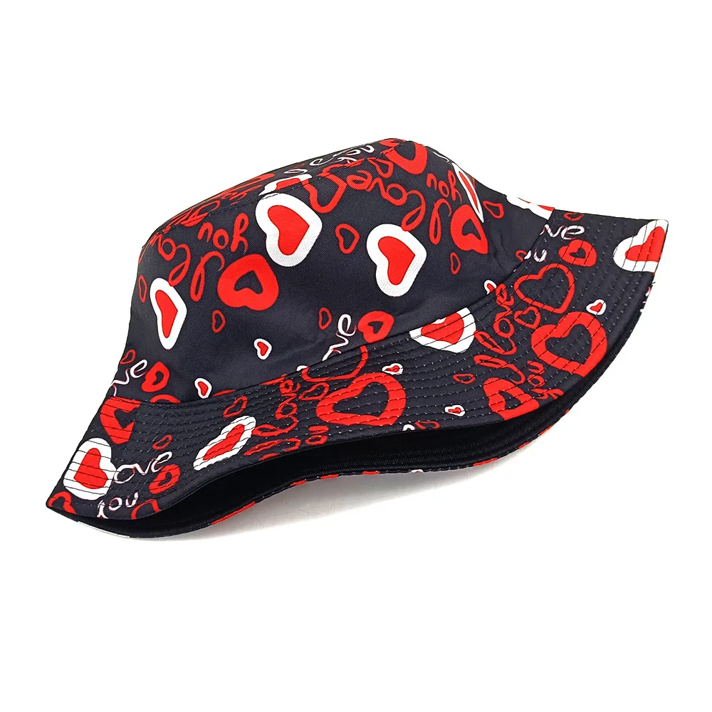 Love Pattern Valentine's Day Gift Bucket Hat Women Men Summer Sunscreen Fisherman Hats Unisex Reversible Panama Fashion Decorate 5