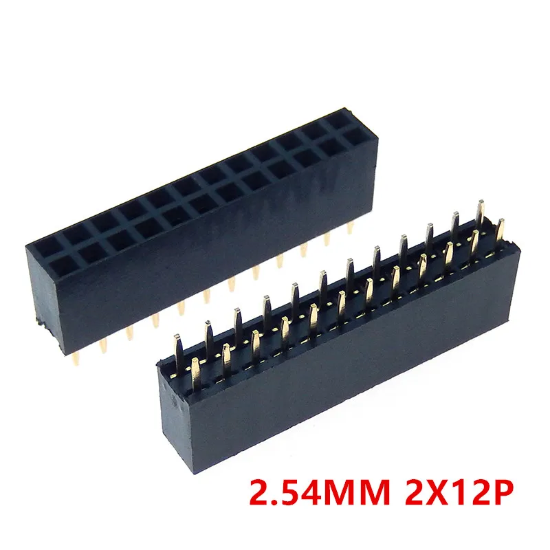 

10pcs 24P 2*12pin Female Double Row Straight 24Pin Pitch 2.54mm 2X12P Needle Header Strip Socket Connector