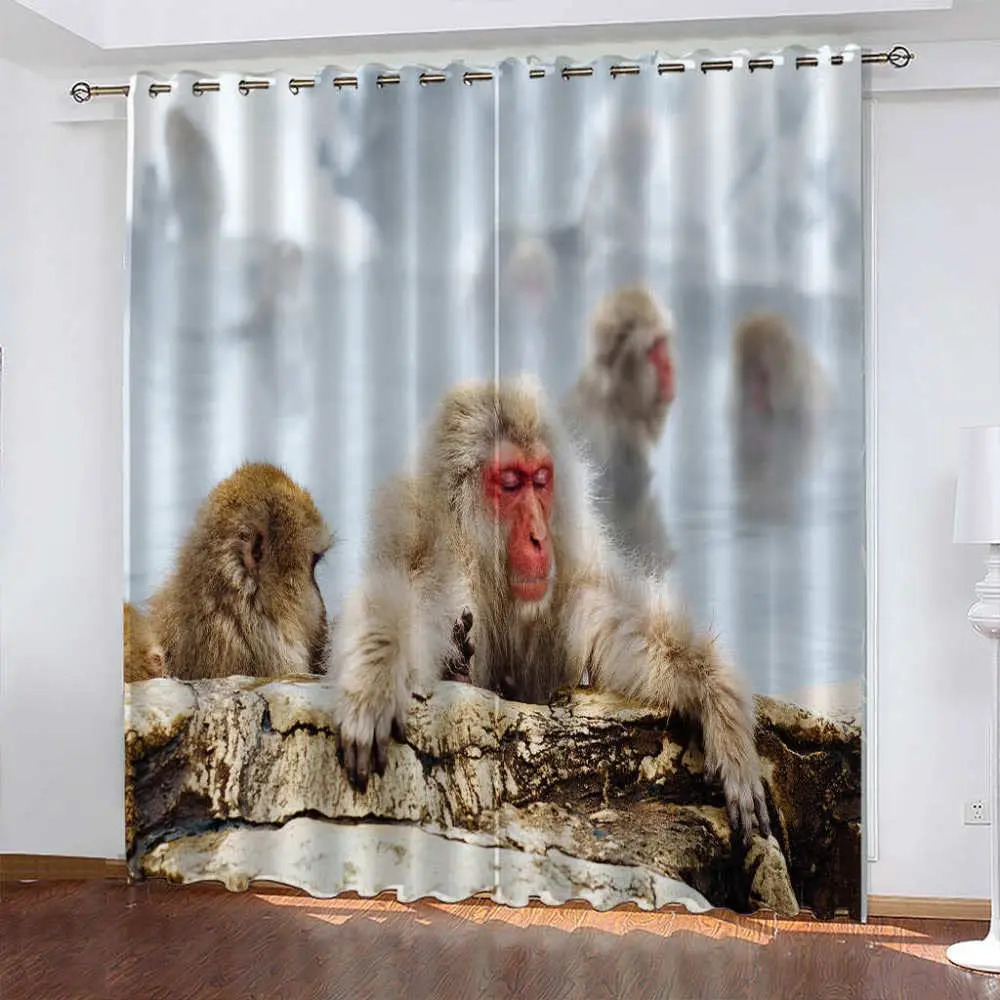 

Monkey Animal Blackout Curtains 3D Print Window Curtains for Bedroom Living Room Decor Window Treatments
