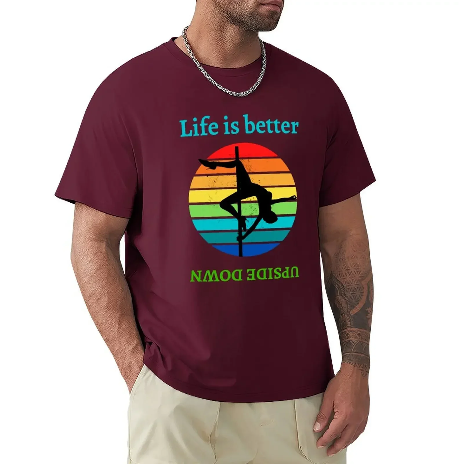 Blanks Plain Mens Graphic T-shirts Pack Life Is Better Upside Down Funny Pole Dancing T-shirt Men Clothing Summer Funny Style