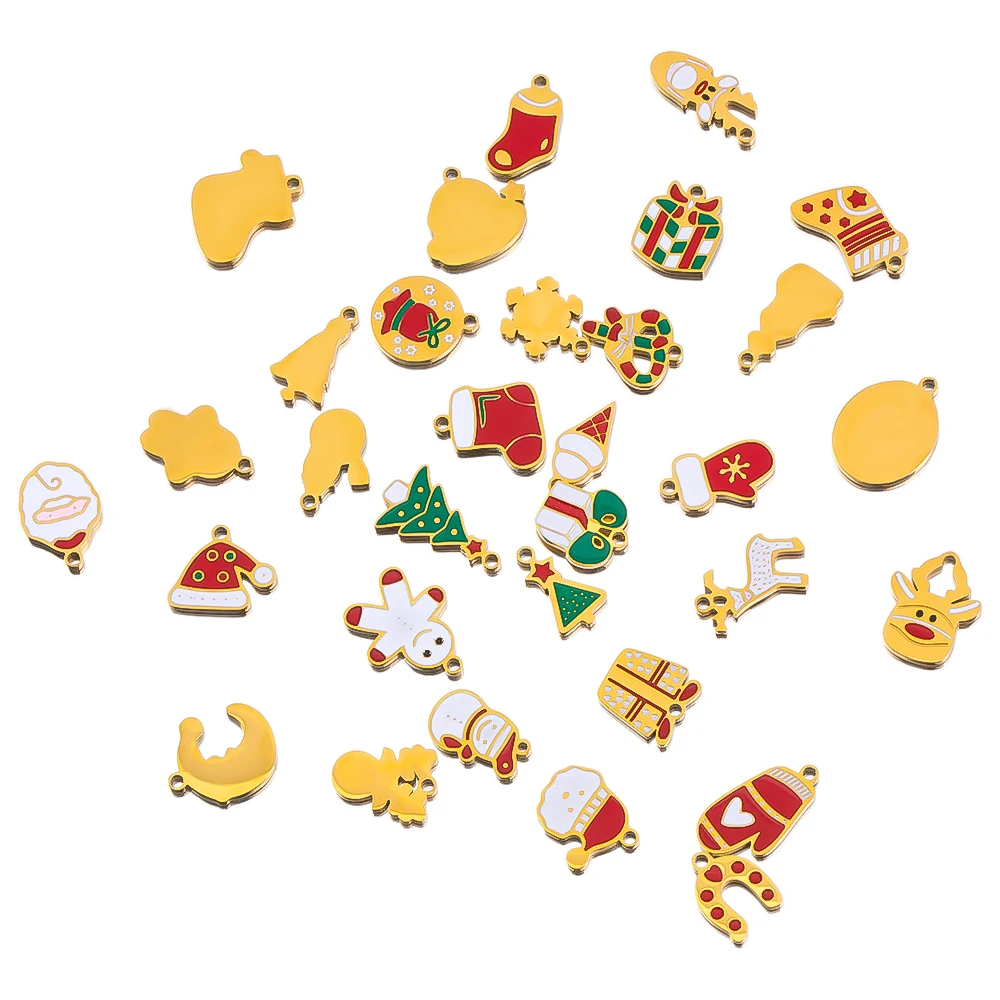 

1pcs Stainless Steel Christmas Series Pendants Santa Hat Snowman Charms for Jewelry Making DIY Bracelet Accessories Wholesale