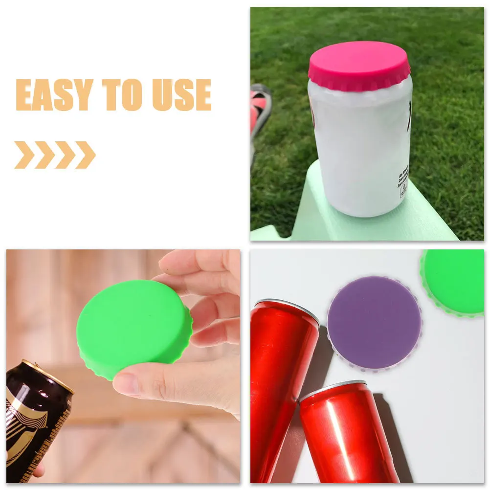 

4Pcs Soda Can Lids Leak-Proof Covers Silicone Reusable Drink Caps Beverage Can Protectors Leak-Proof Covers Bottle Lid for Drink