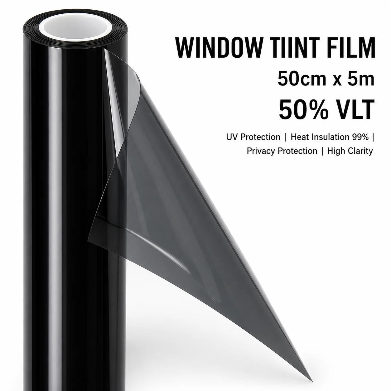 

50% VLT Clear View Smoke Nano Ceramic Car Window Tint Film 50cmX500cm Shop Grade Smoke Film Peel Drape Scratchproof Roll Privacy