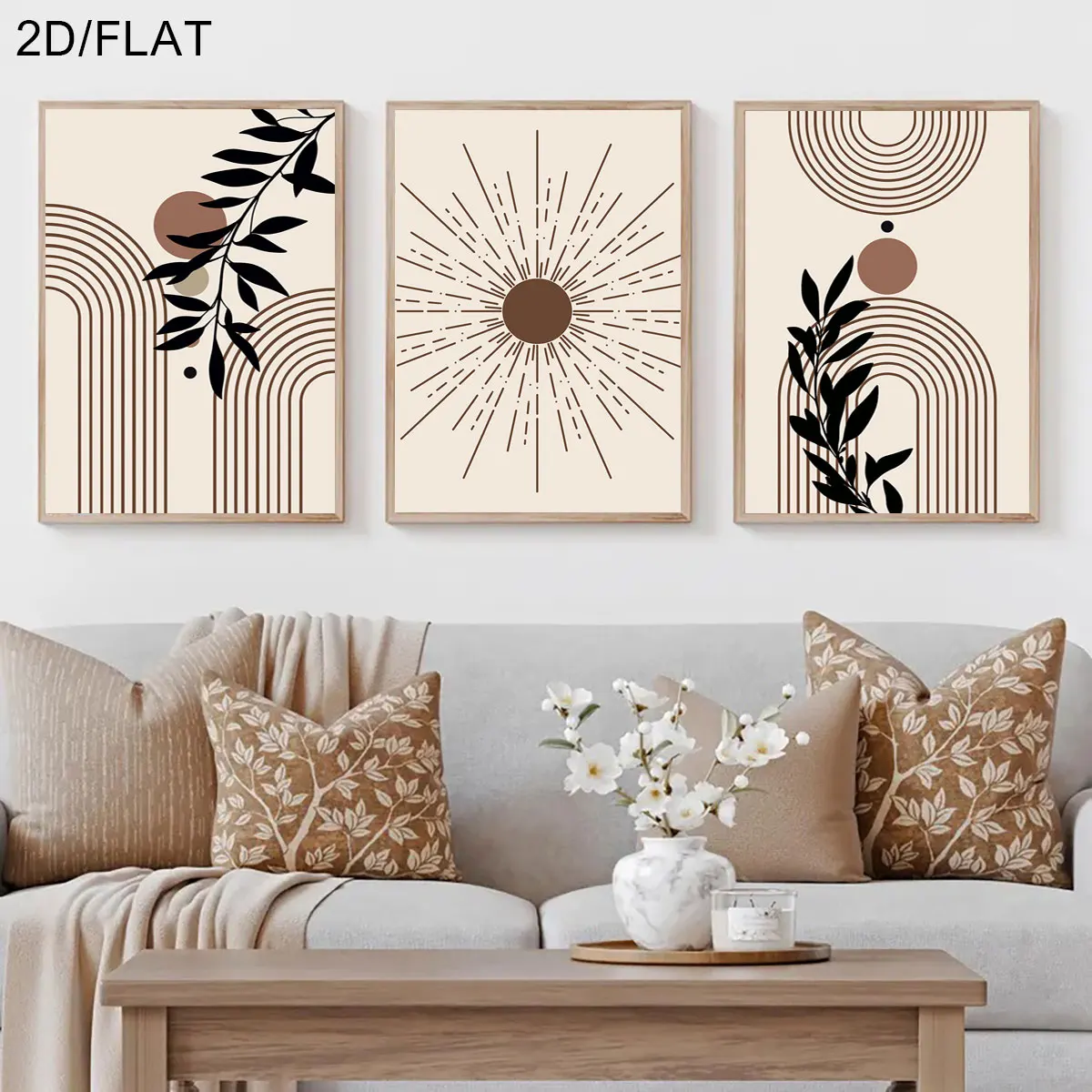 3pcs/Set Modern Abstract  Beige Bohemian Posters - Unframed Minimalist Neutral Posters for Living Room & Bedroom Decoration Gift